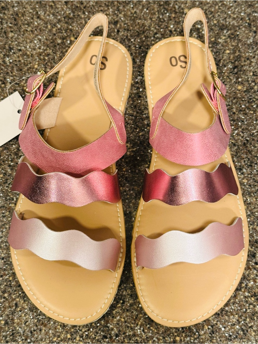 Kohl's Big Kid Size 6, Pink Ombre Wavy Strap Slingback Sandals